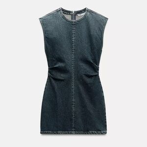 Zara Navy Blue Denim Mini Dress